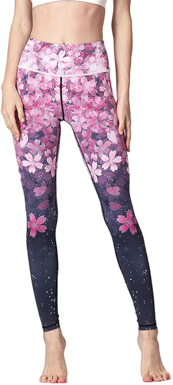 Amazon Co Jp Jninth レディース ヨガ パンツ ウェア レギンス ストレッチ 9分丈 ロング スポーツタイツ フィットネス 美脚 着圧 花柄 植物シリーズ柄 吸汗速乾 大きいサイズ ファッション