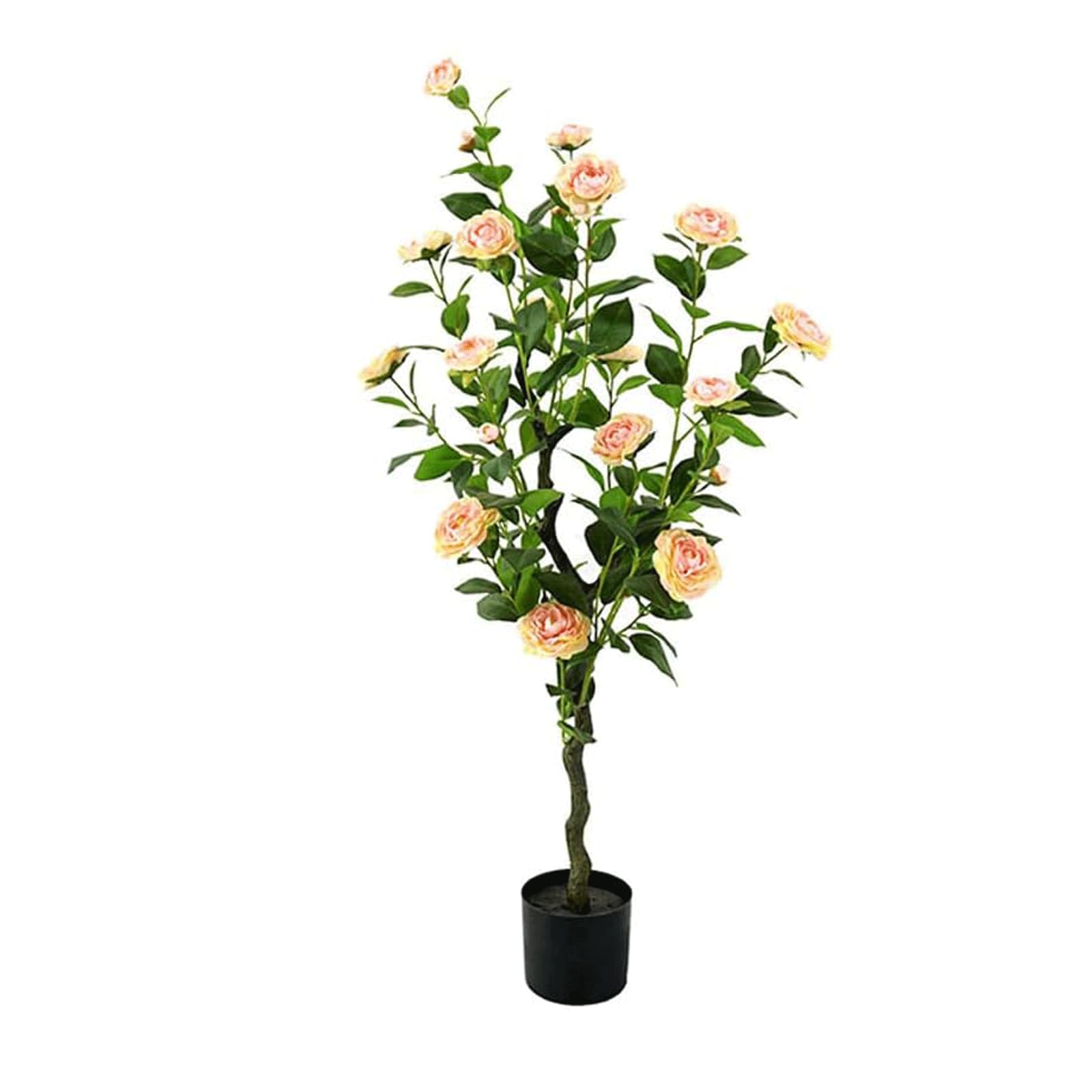 HCZKIUJY 120cm/3.9ft Artificial Tree Faux Camellia Tree Artificial Plants Indoor and Outdoor Fake Tree Potted Plant Faux Plant Decor