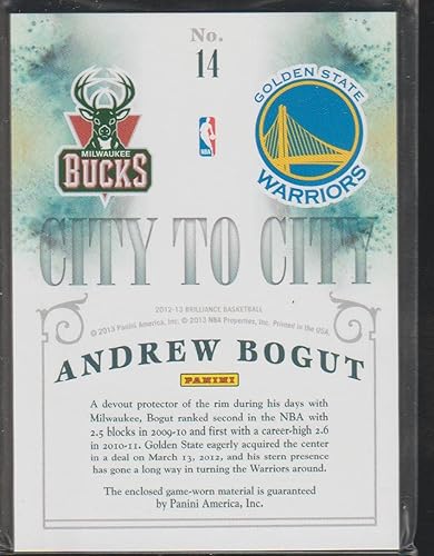 Miniatura 2 de Andrew Bogut (Basketball Card) 2012-13 Panini Brilliance - City to City Materials #14