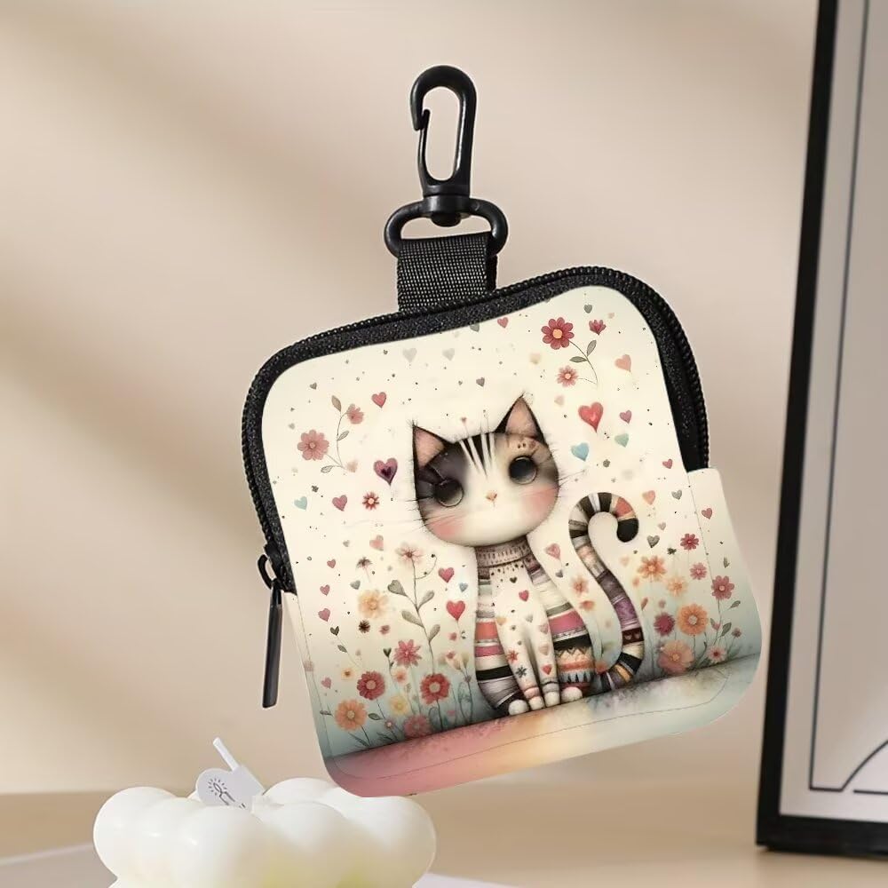 Cat Print Hanging Zero Wallet, Multi-Purpose Pet Treat Pouch