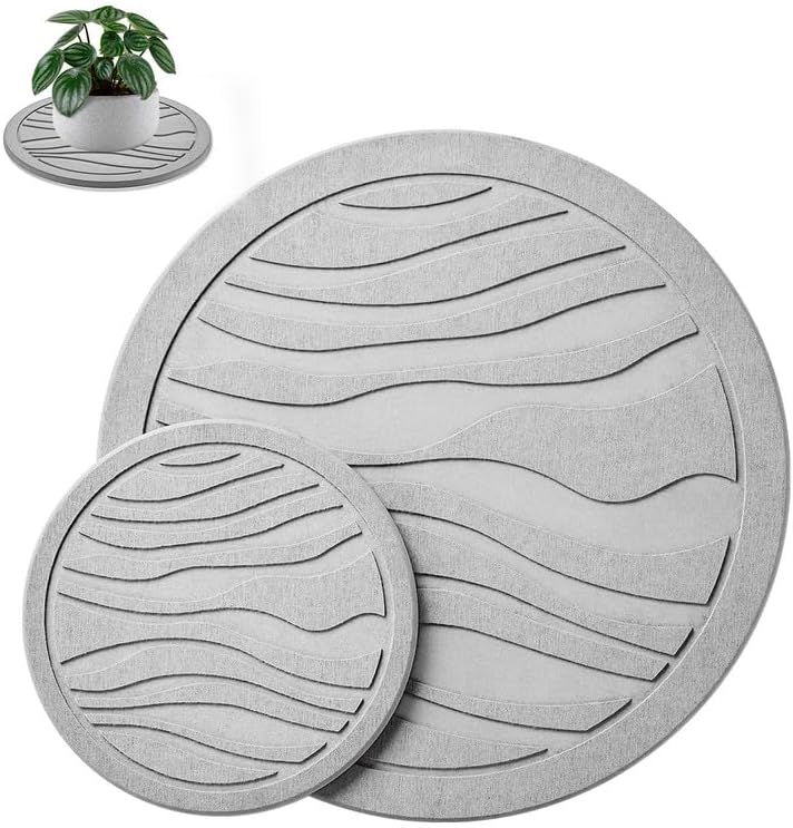 Plant Saucer - Quick Dry Diatomaceous Earth Plant Saucers for Indoors Plant Water Catcher Tray, 2 Pack Water Absorbing Stone Plant Trays for Pots - Round 7&12 Inch Plant Saucer, Light Grey