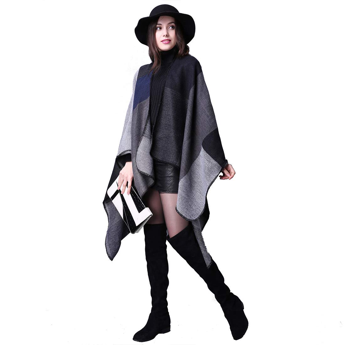 heekpek Poncho Donna Elegante per Inverno Reversibile Donna Sciarpa Oversize Poncho Fatti a Maglia Poncho Multifunzione Mantelle Scialle Vintage Scialle Coprispalle Elegant