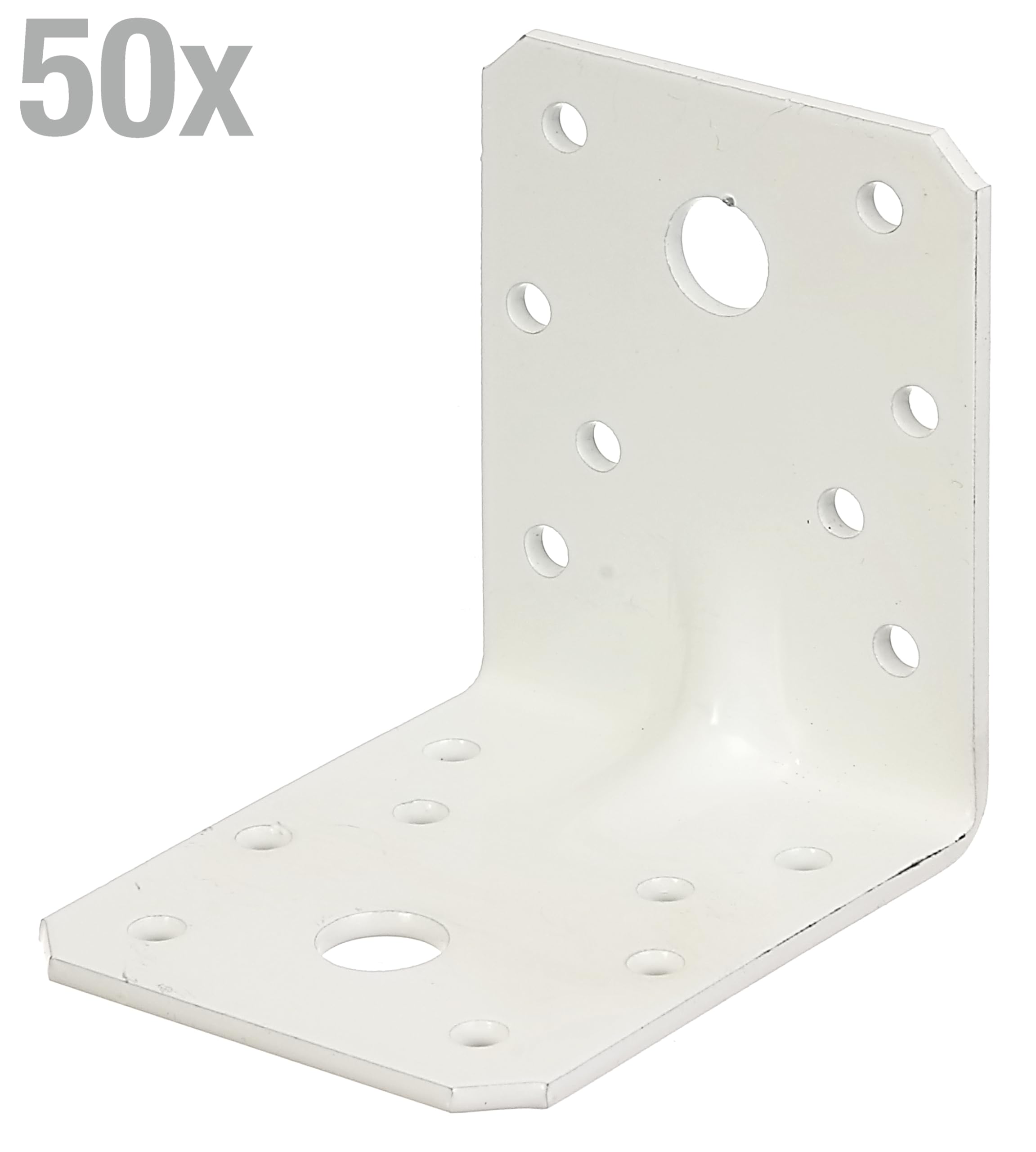 GAH-Alberts 330378 Squadretta di giunzione angolare rinforzata con nervatura di rinforzo, Acciaio, 70 x 70 x 55 mm / 50 pz