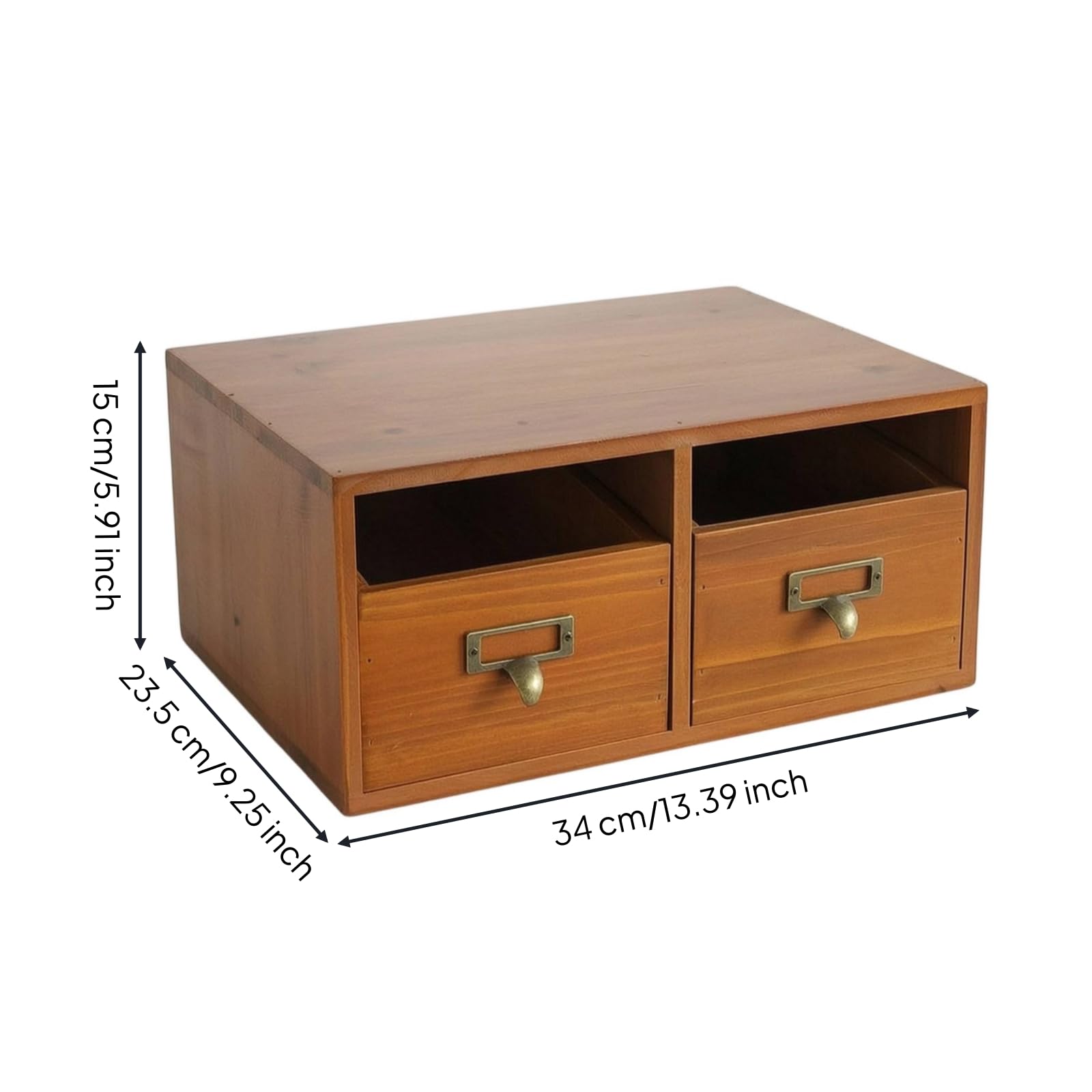 Organizzatore da Scrivania in Legno Elegante Organizzatore in Legno con Cassetti Compatto Cassettiera da Tavolo per, Organizzatore Da Scrivania Con Due Cassetti E Scomparto Aperto