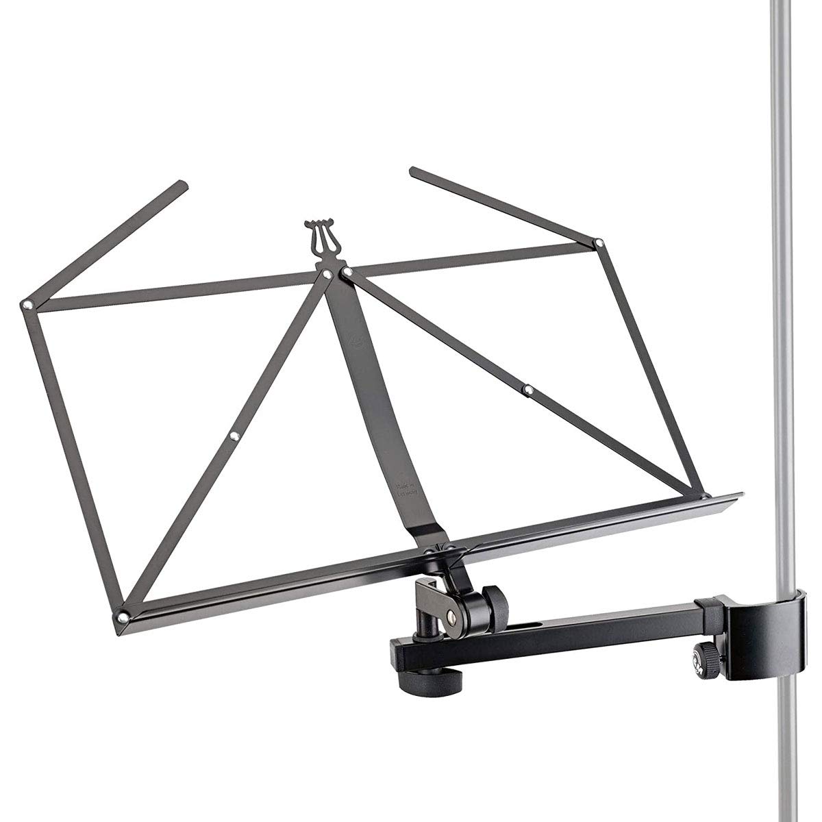 K&M 11505 Noten- und Konzepthalter anklemmbar + keepdrum Mikrofonständer MS106 bk mit Galgen
