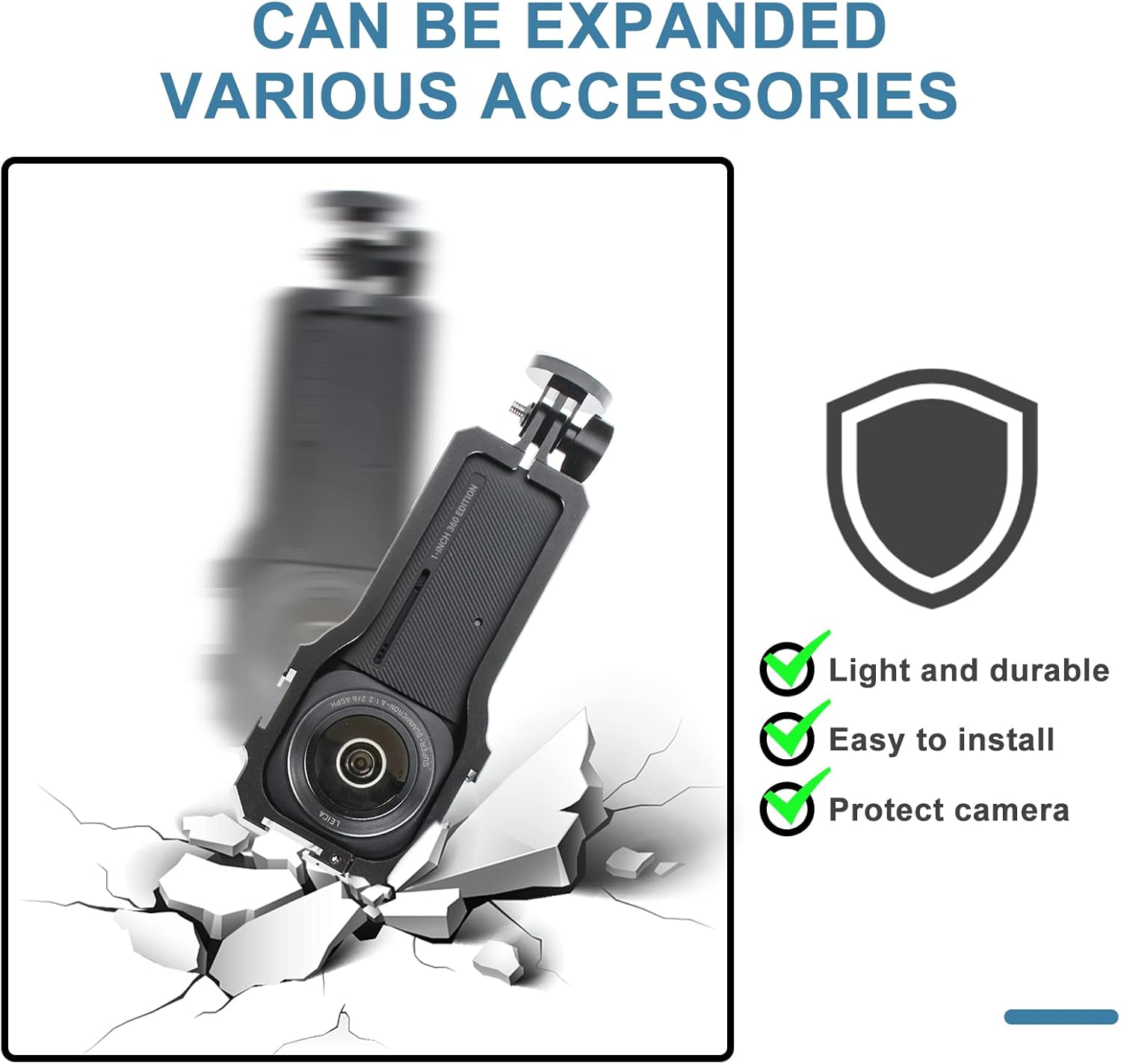 Aluminum Alloy Case for Insta360 ONE RS 1 Inch 360 Edition Accessories, Frame Protector Housing Shell with Hot Shoe Interface