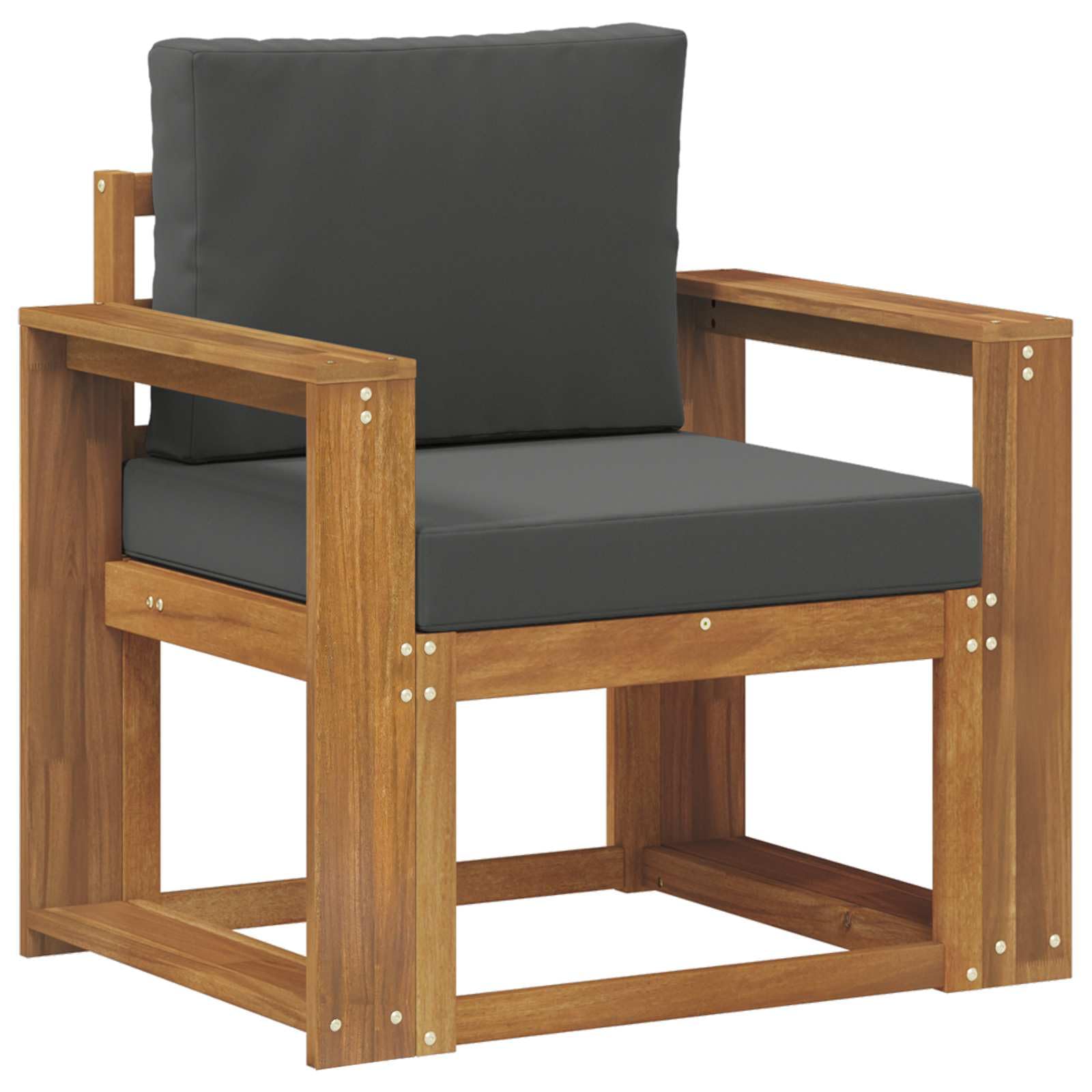 Canapé d'extérieur en bois de jardin modulaire avec coussins de terrasse anthracite
