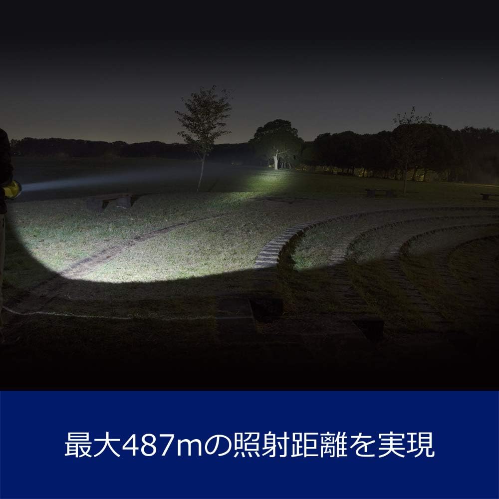 GENTOS LED Flashlight, 450 Lumens Brightness, 23 Hours of Practical Lighting, Maximum Illumination Distance 192.9 ft (487 m), Can Be Used Even Placed, Uses 4 AA Batteries, The LED LK-214D ANSI