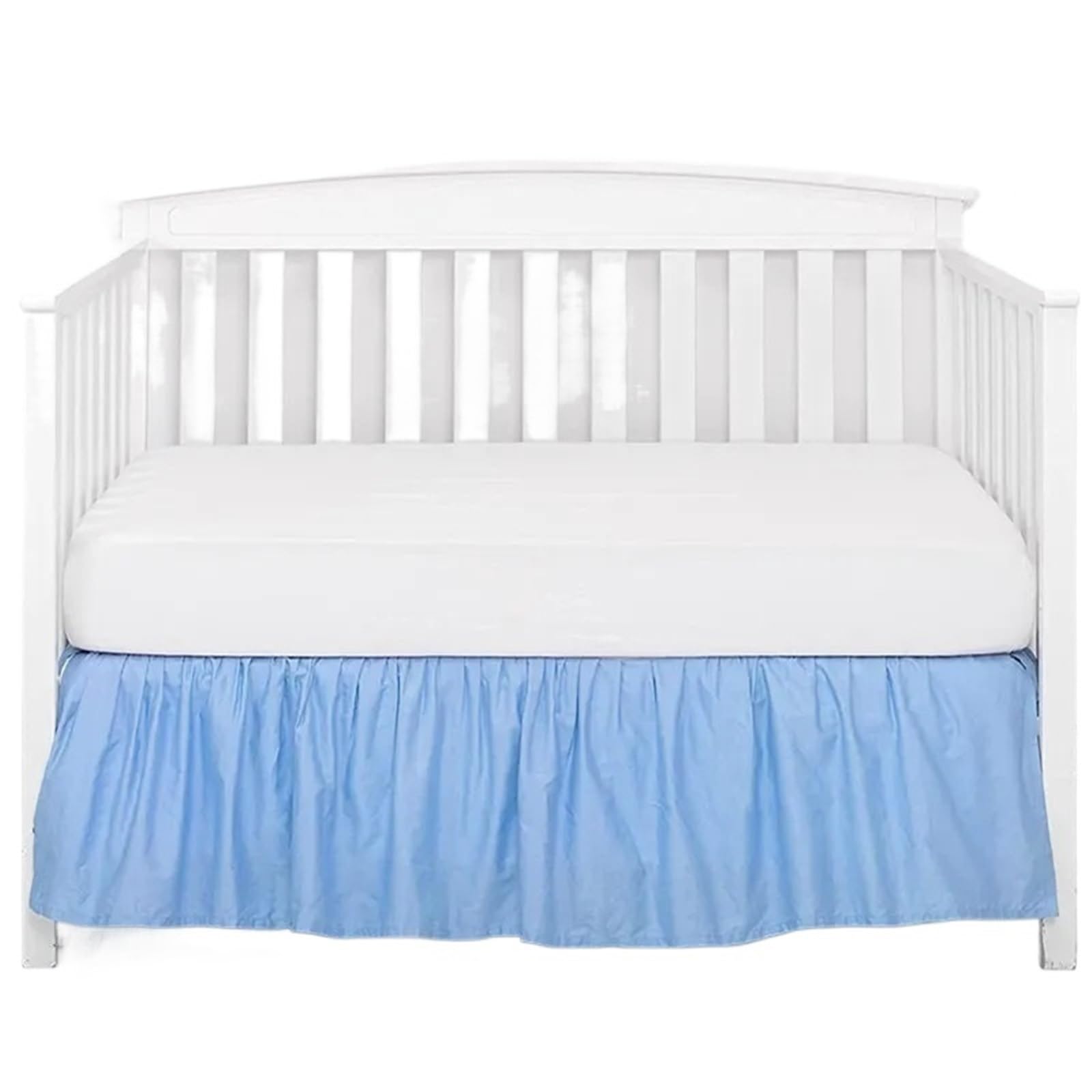 Zgcrumphant Boys Sky Blue Crib Bed Skirt Add White Top Sheets -4 Sides Pleated Ruffles For Girls Toddler Nursery Bedspread For Bed(,60X120x36cm)