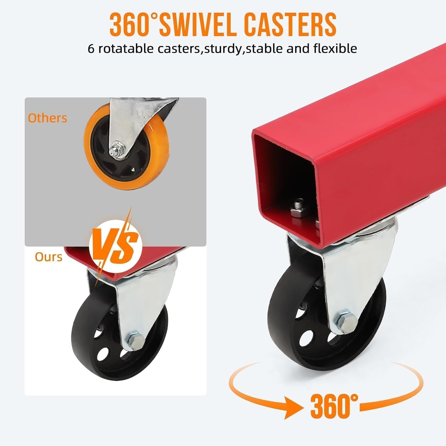 2 ton folding hydraulic engine hoist cherry picker, 4400 lbs capacity, adjustable telescoping boom, heavy duty shop crane with no lever & 6 swivel wheels, for garage workshop warehouse automotive