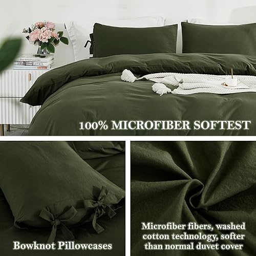 Miniatura 6 de annadaif - Juego de funda de edredón (algodón, 2-3 piezas (1-2 fundas de almohada, 1 funda de edredón), diseño de lazo ultra suave, para hombres,