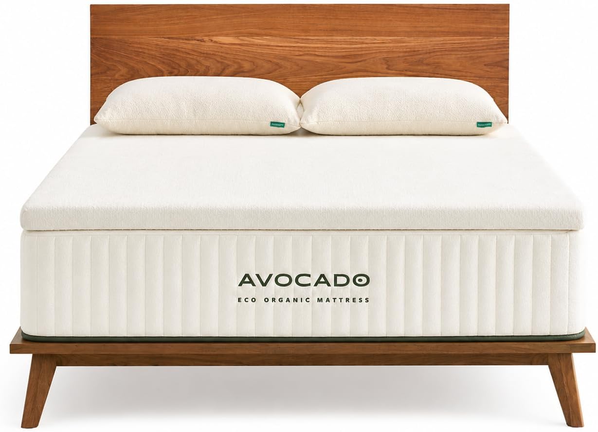 Avocado Eco Organic Latex Mattress Topper - Plush Feel - 3 inch — Organic Cotton Cover (GOTS & GOLS Certified Organic), Pressure-Point Relief, Queen
