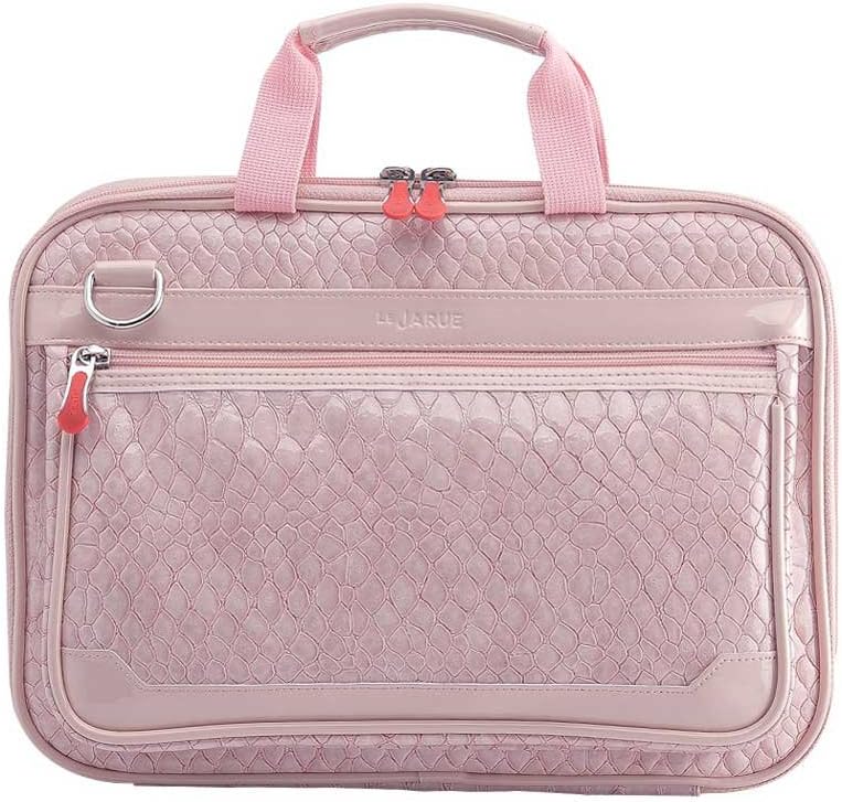 Women's Crocodile 15.6 Inch Laptop Shoulder Padded Bag/MacBook Pro 15 Inch Bag - Pink (Bisque)