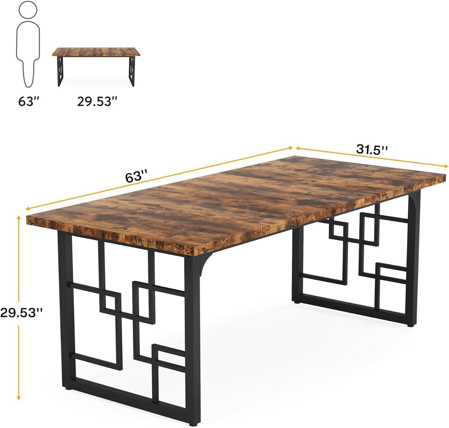 Lailang 160cm Scrivania Ufficio 160x80, Scrittoio Vintage, Scrivania Porta PC E Stampante, Tavolo Legno, Tavolo Riunioni Ufficio, Scrivania Grande, 160 x 80 x 75 cm, Rovere E Nero