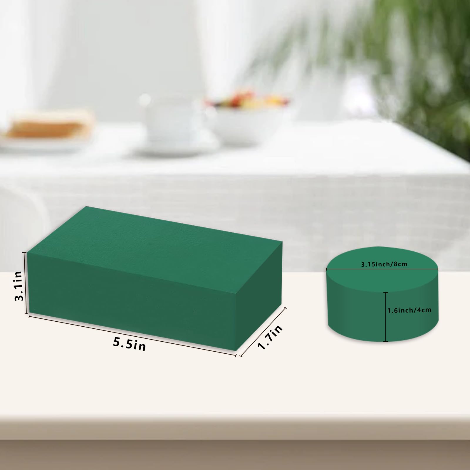 Yizerel 7 Pack Floral Foam Blocks, Round & Block Foam Set, Green Wet & Dry Flower for Fresh & Artificial Flower Arrangement - Image 2