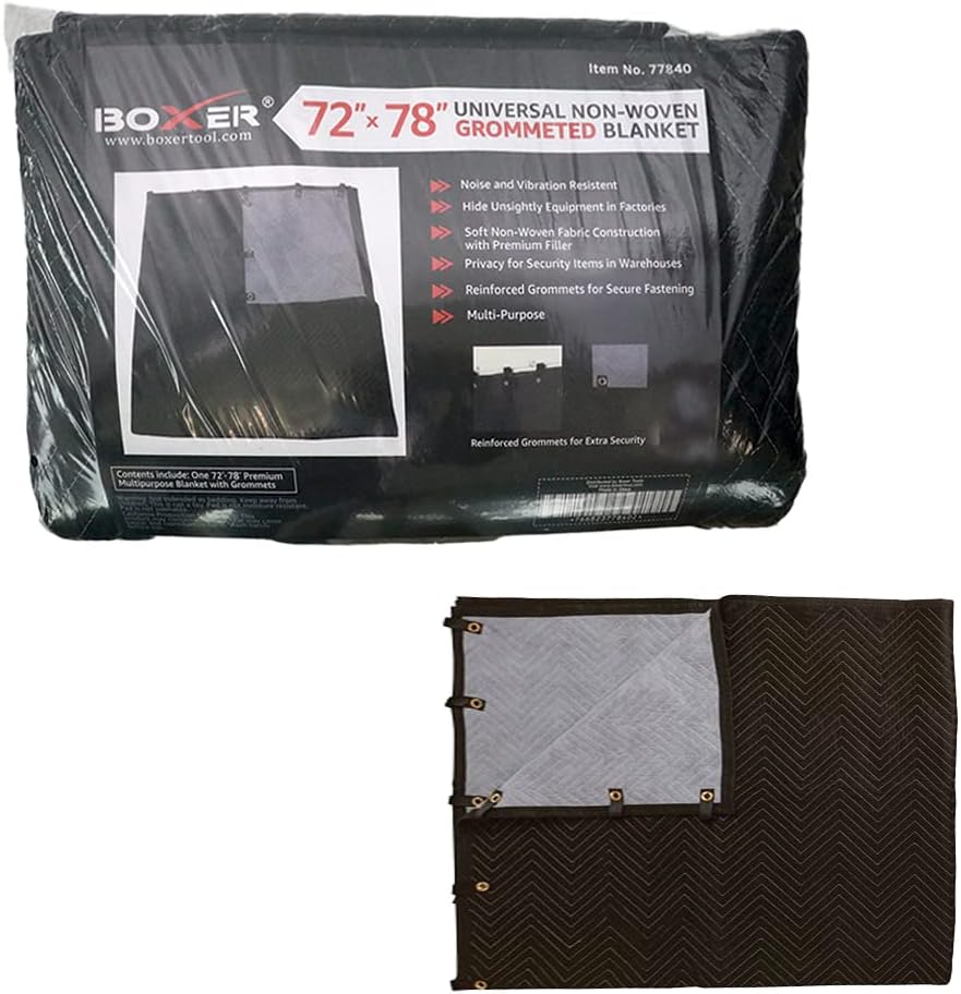 Boxer Tools 1-Piece 78in.L x 72in.W Grommet Industrial Blanket, 7.5 Pounds per Blanket / Multi-Purpose for Moving, Outdoor, Sound Barrier, Pet Supplies,