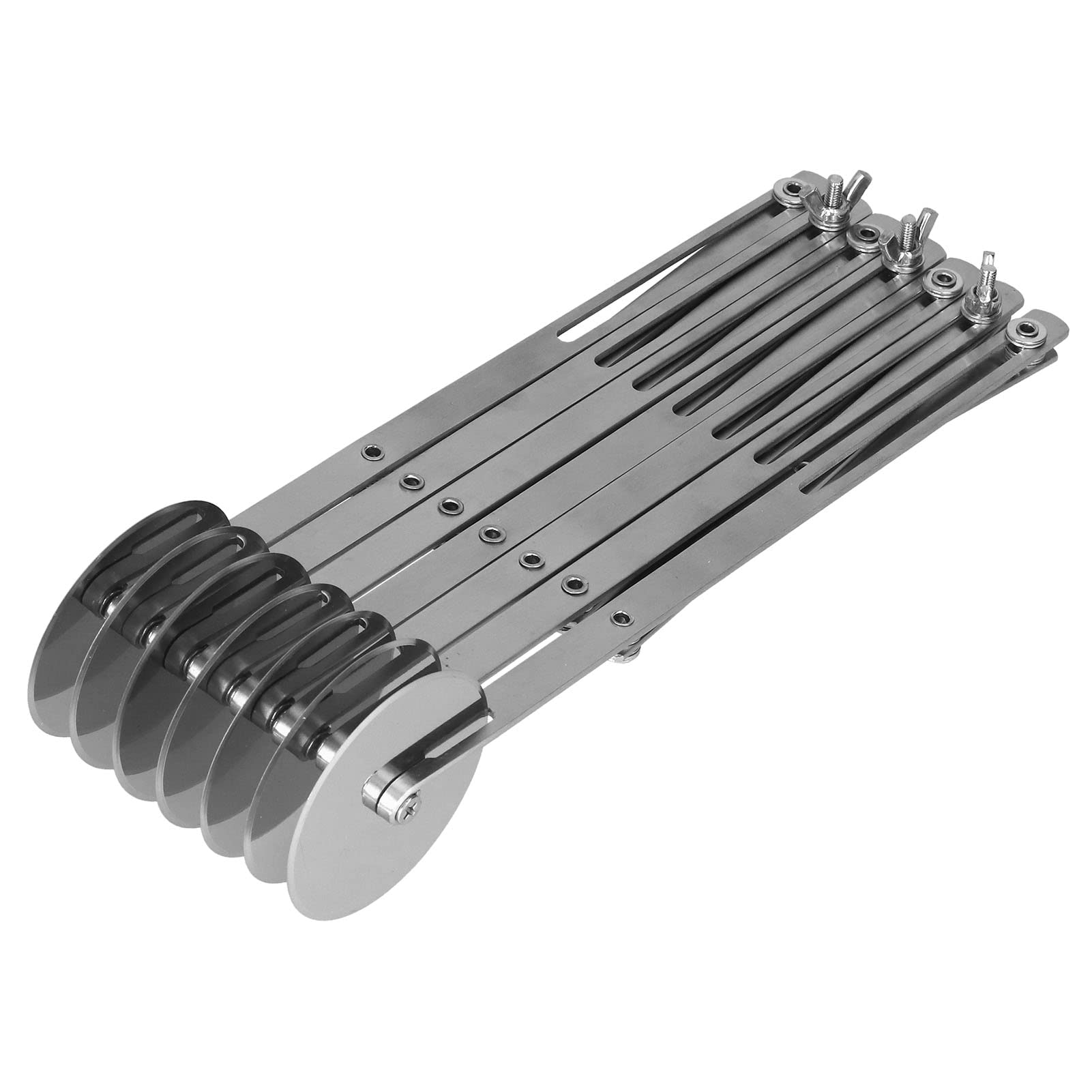 Akozon Food Grade Stainless Steel Dough Roller Divider, Biscuits and Pastry Pizza Cutter, Baking Kitchen Tool (Seven-wheel knife)