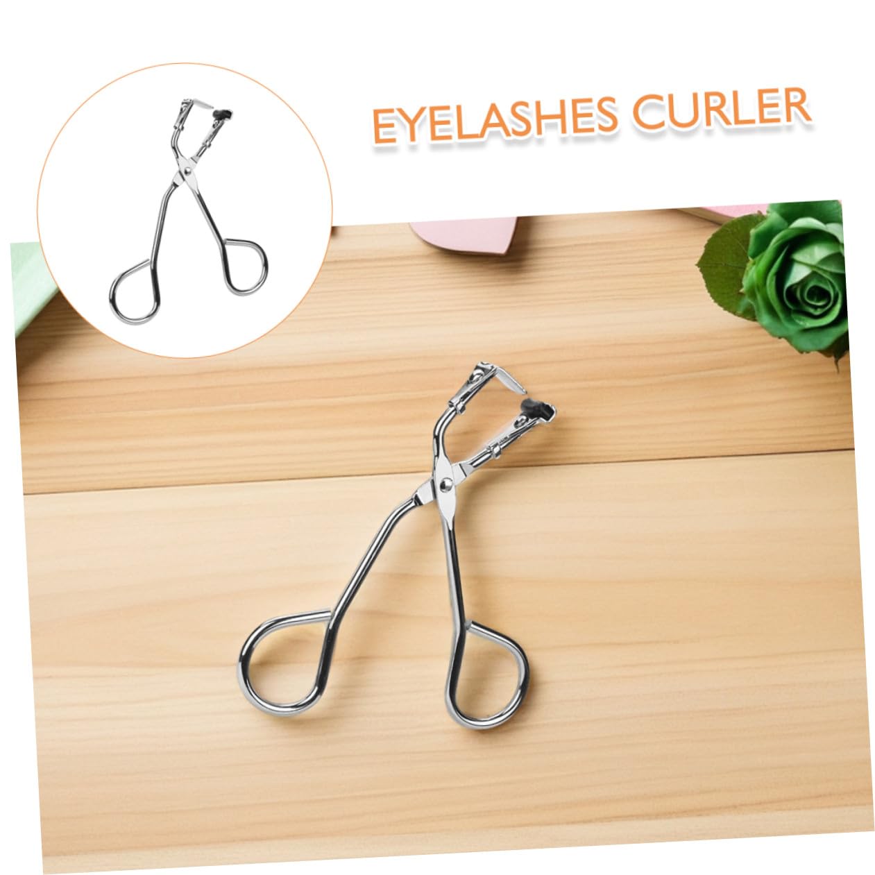 Healvian Rizador De Pestañas Práctico Pinza Para Rizar Pestañas De Mano Herramienta De Maquillaje Resistente Para Mujeres Material De Acero Inoxidable Color Plateado