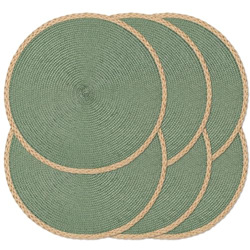 Noctiflorous Round Placemats Set of 6, 15 Inch Braided Hand