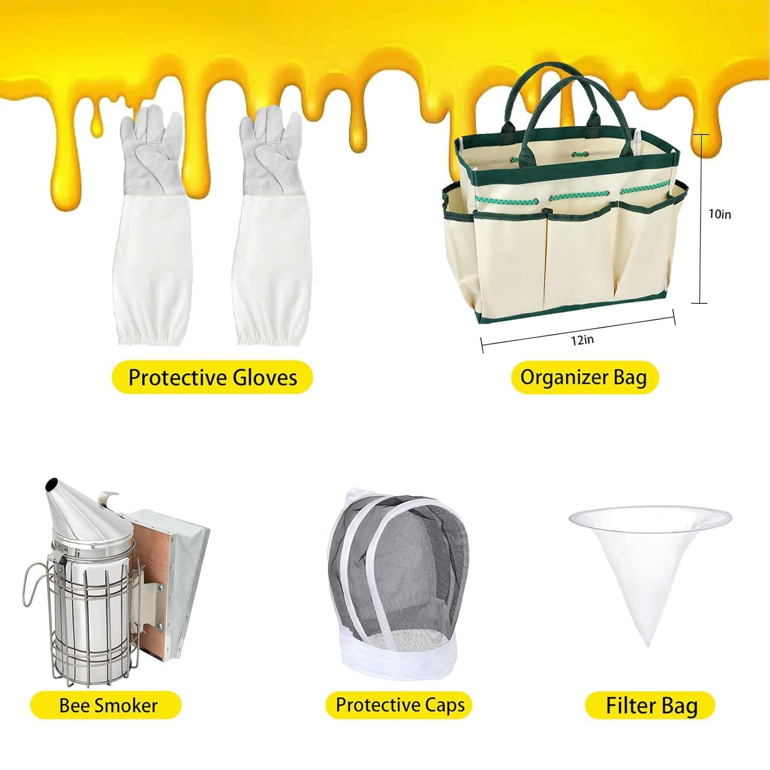 32-teiliges Imkerei-Werkzeug-Starter-Set, Bienenhaltungszubehör – Komplettes Bienenstock-Werkzeug-Set Mit Organizer-Tasche Und Imker-Handschuhen For Anfänger Und Imker