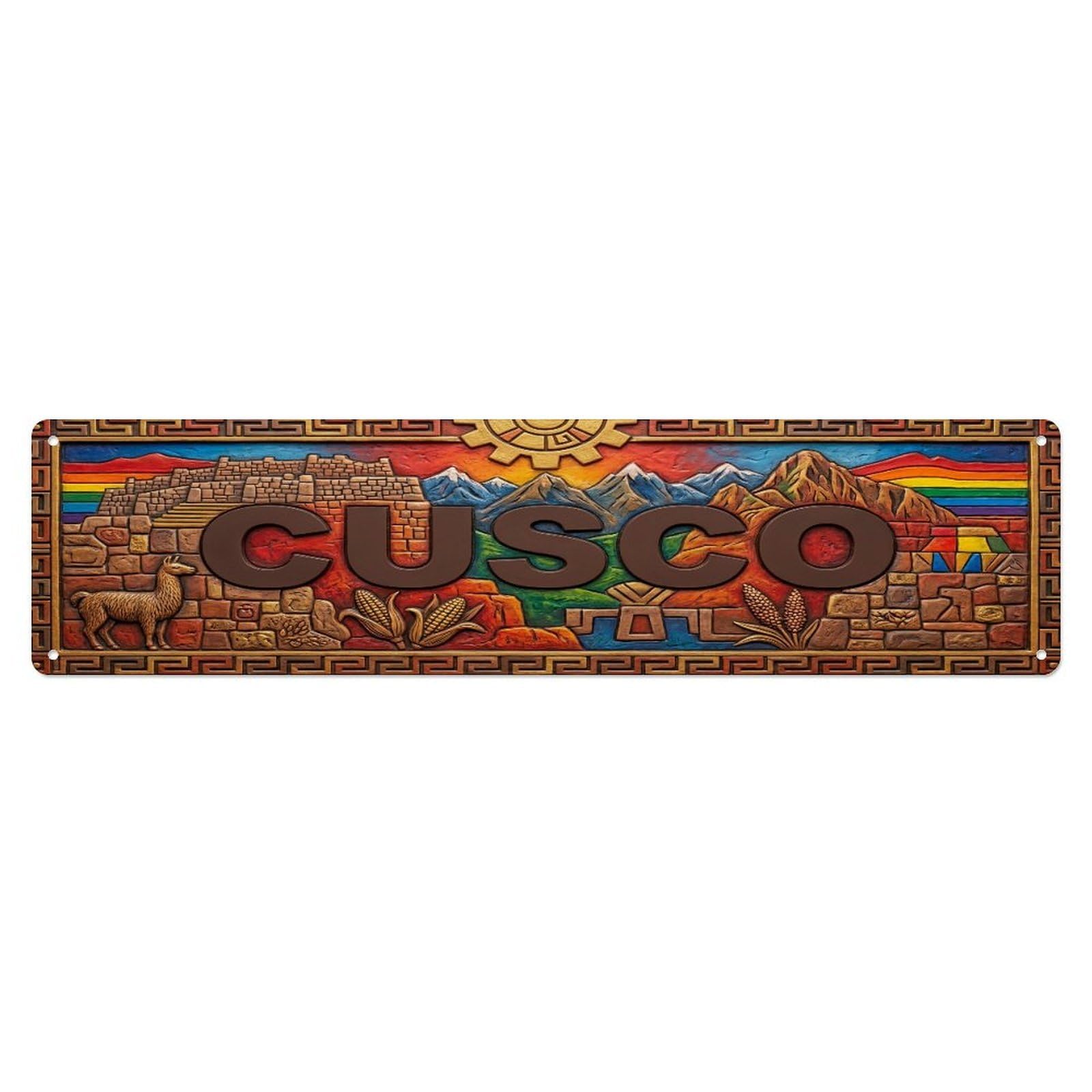Xanthor Style Metal Tin Sign Vintage Cusco Peru Flag Pattern