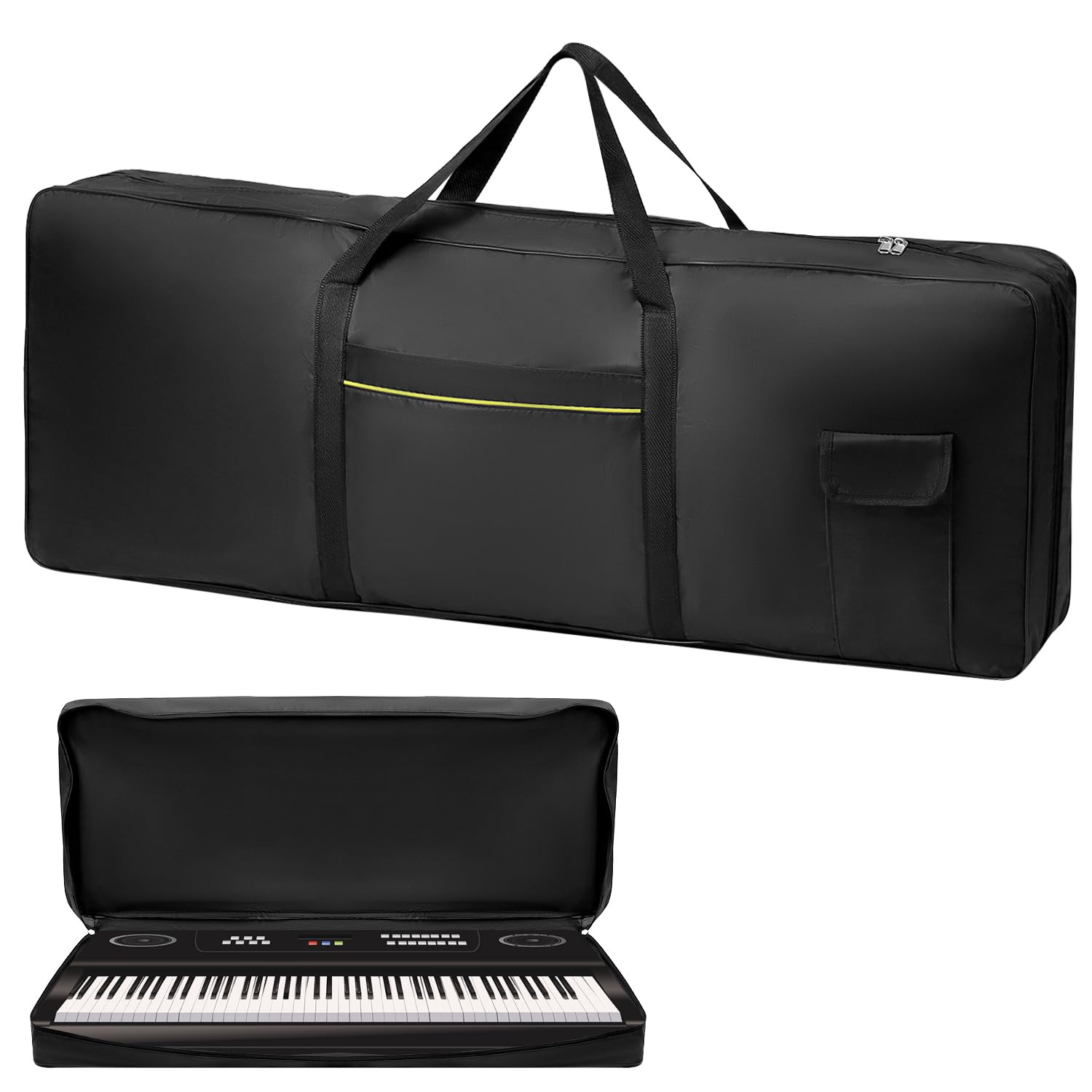 QWORK® Housse pour clavier 61 touches, 600D Oxford 102 x 42 x 15 cm sac de transport piano avec poches extérieures