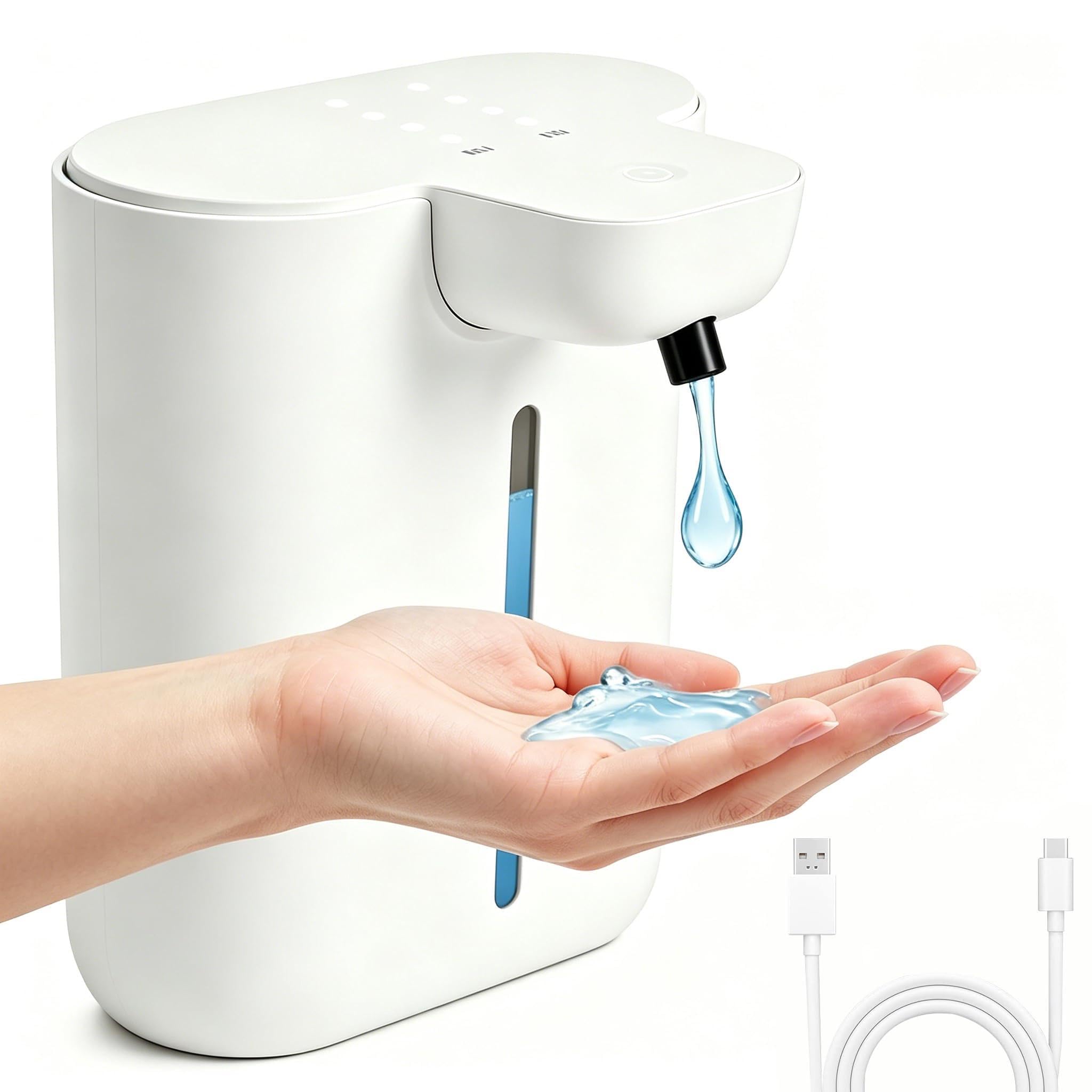 Seifenspender Automatisch, 500ml Elektrischer Seifenspender mit Sensor IPX5 Wasserdicht Flüssigseifenspender, Wandbefestigung Automatisch Seifenspender für Bad Küche Büro