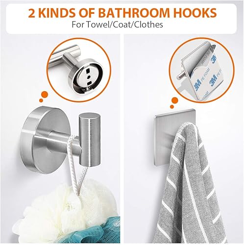 Miniatura 4 de Tudoccy Juego de 5 piezas de accesorios de baño de acero inoxidable SUS304 de níquel cepillado redondo montado en la pared, incluye barra de toalla