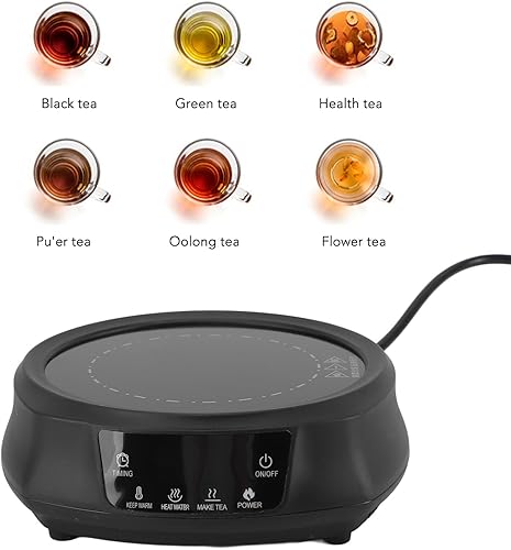 Miniatura 7 de Mini estufa eléctrica de 800 W, protección contra cortes de energía Placa eléctrica portátil de 800 W para hacer té (negro)
