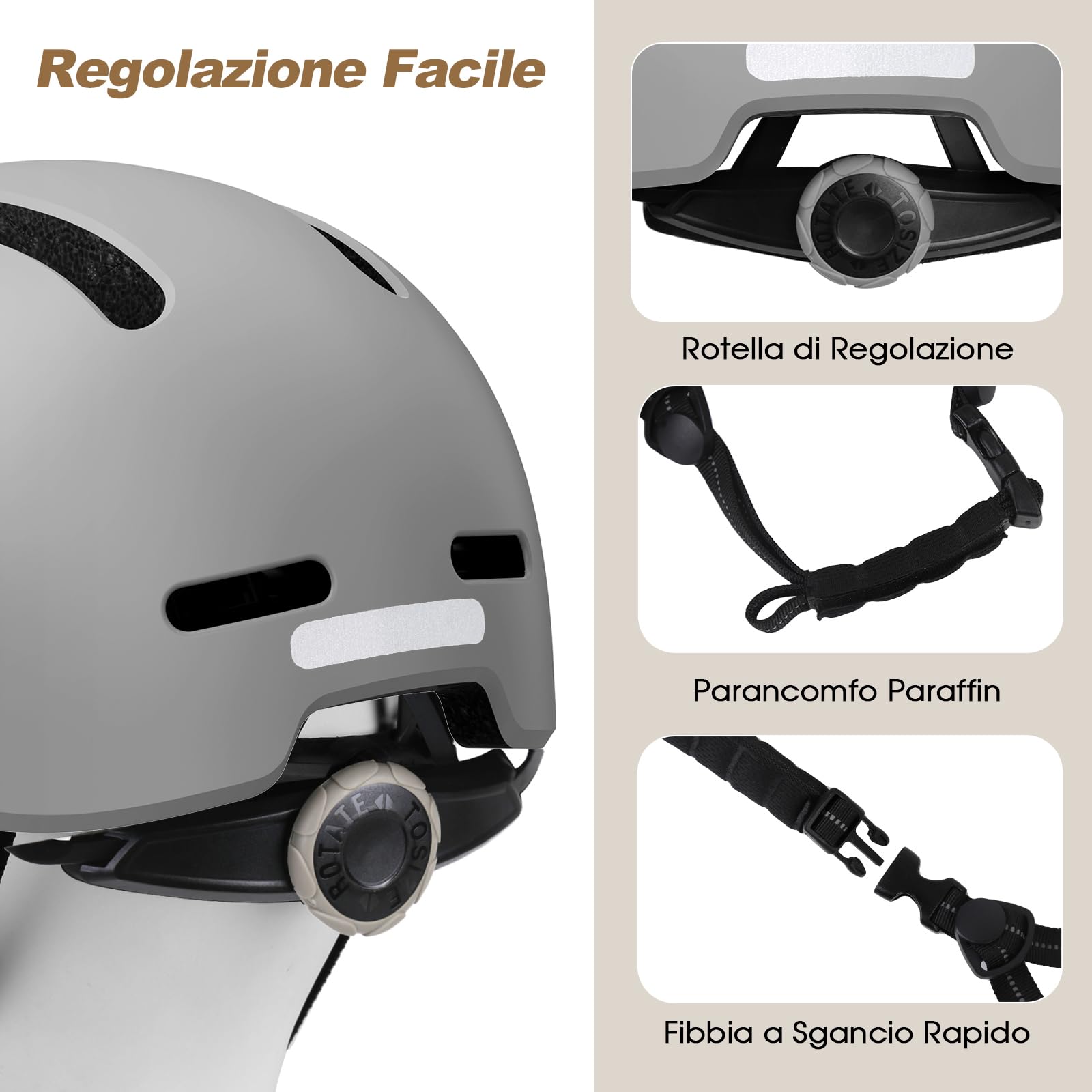 Shinmax Casco da Bici con Visiera Uomo Donna, Leggero e Traspirante, Regolabile, Casco da bicicletta per Ciclismo Urbano, Trekking, Commuting e Monopattino Elettrico