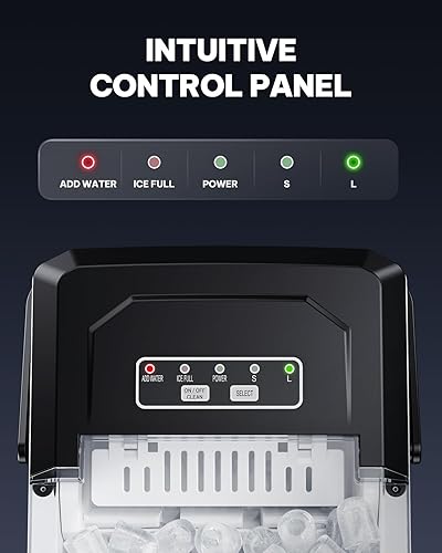 Vista 7 de Silonn Máquina de hielo para encimera con asa, 26 libras en 24 horas, 9 cubitos de hielo listos en 6 minutos, máquina de hielo autolimpiante