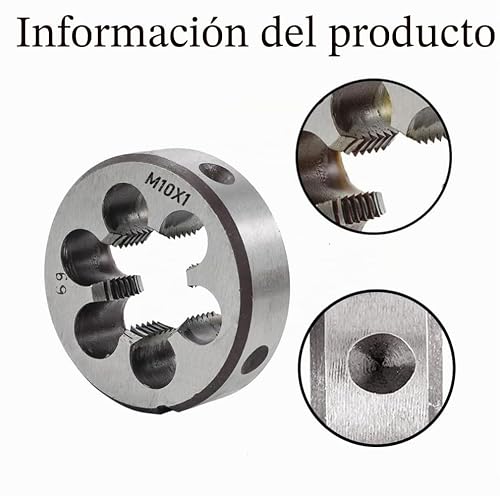 Miniatura 4 de Bkemkri M10 X 1 Métrico De Roscar Y Roscar, Hss Macho Y Terraja De Roscar, Herramienta De Aleación, Cortador Recto Estriado, Macho De Rosca De Máquina Y Matrices Redondas, Para Roscado Reparación