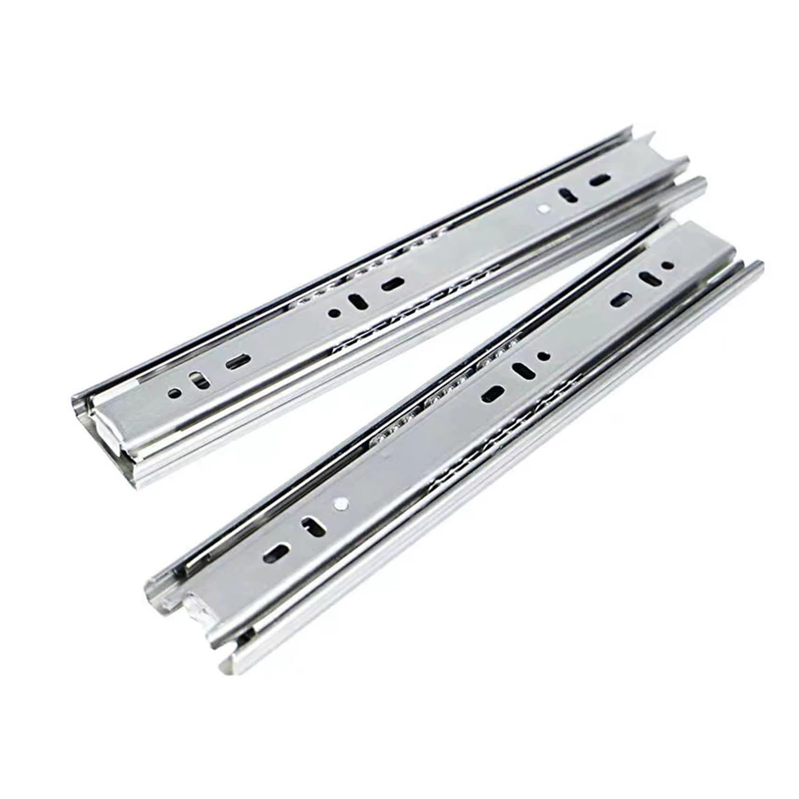 Guías para cajones de alta resistencia, Guía for cajón de acero inoxidable, 3 etapas, cierre suave, rodamiento bolas, amortiguador silencioso, 254-610x45mm, 50KG(356x45x12mm)