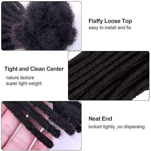 Miniatura 2 de Extensiones de rastas de cabello humano 100% real, de 0.1 in, 8 pulgadas, 10 hebras para hombres y mujeres, con cobertura de cabeza completa, hechas