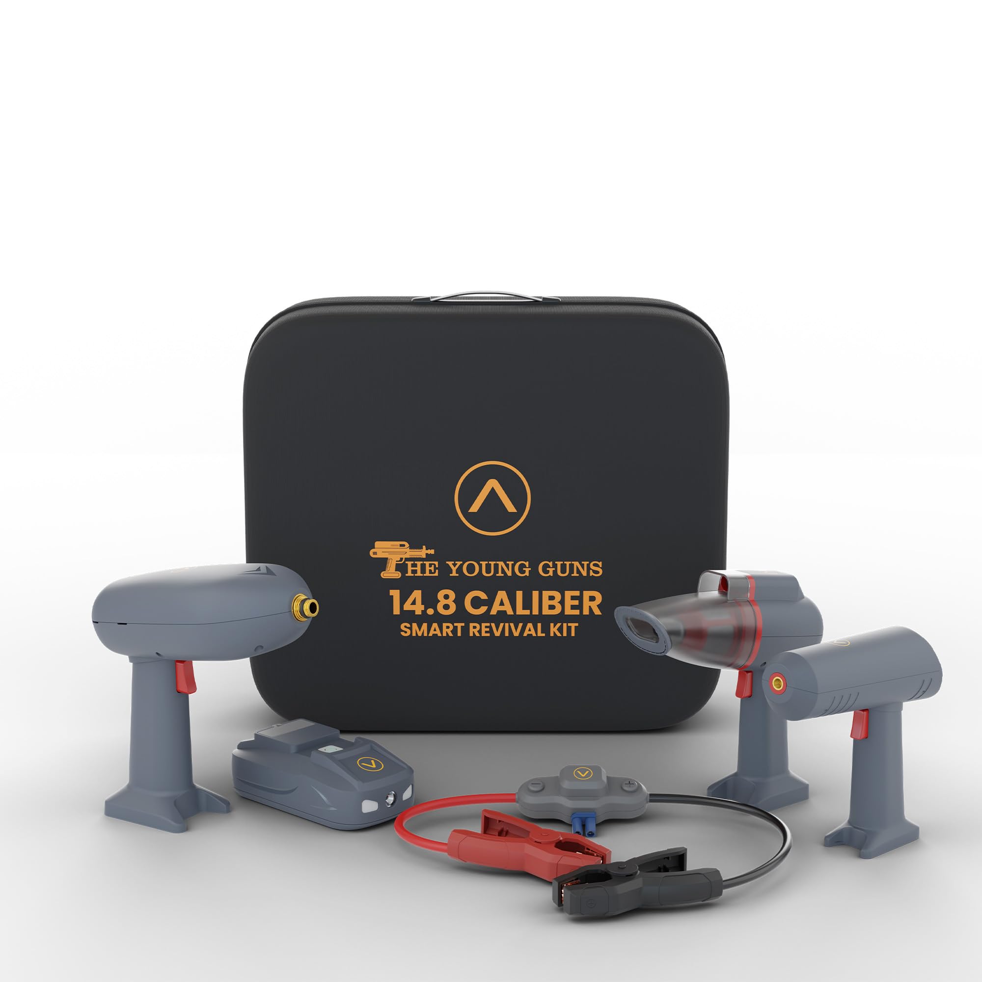 JCBL Young Gun Road Side Assistant 14,800mAh 5-in-1 Smart Revival Kit, Unbeatable Combo of Vacuum Cleaner, Tyre inflator, Pressure Washer, Jump Starter and Emergency Light(14.8 Caliber)