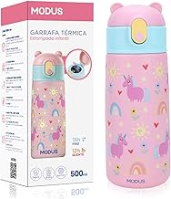 Copo Térmico Infantil de 500ml em Aço Inoxidável 18/8 com Canudo (Rosa)