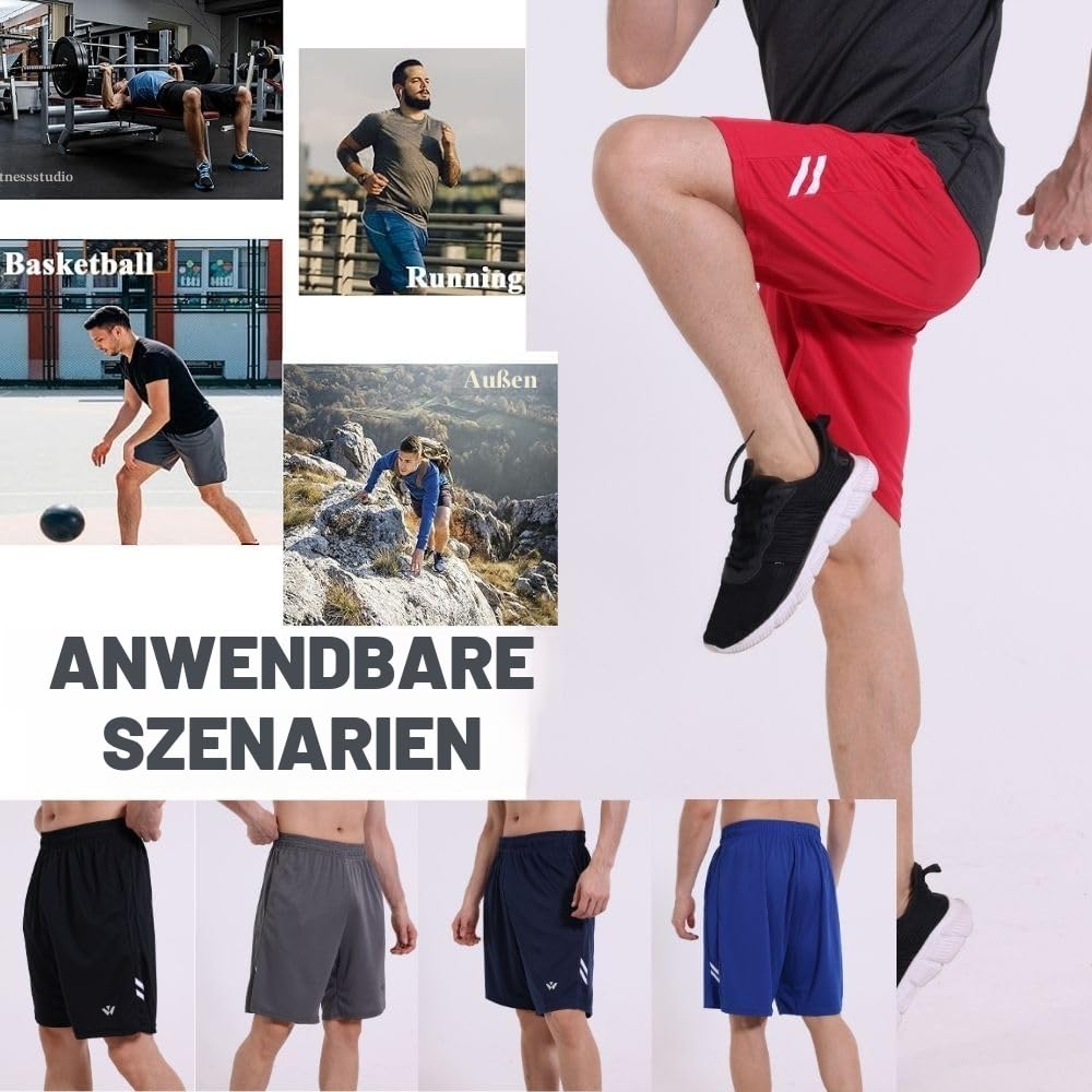 Sporthose Herren Taschen elastischer Bund schnelltrocknend Trainingshose Laufhose