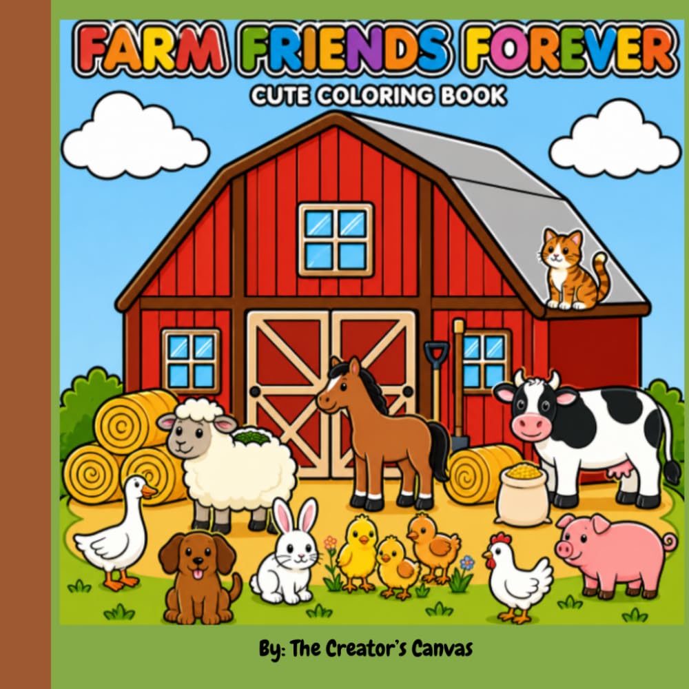 Farm Friends Forever: A Fun and Easy Coloring Book for Toddlers and Preschoolers with Cute Farm Animals