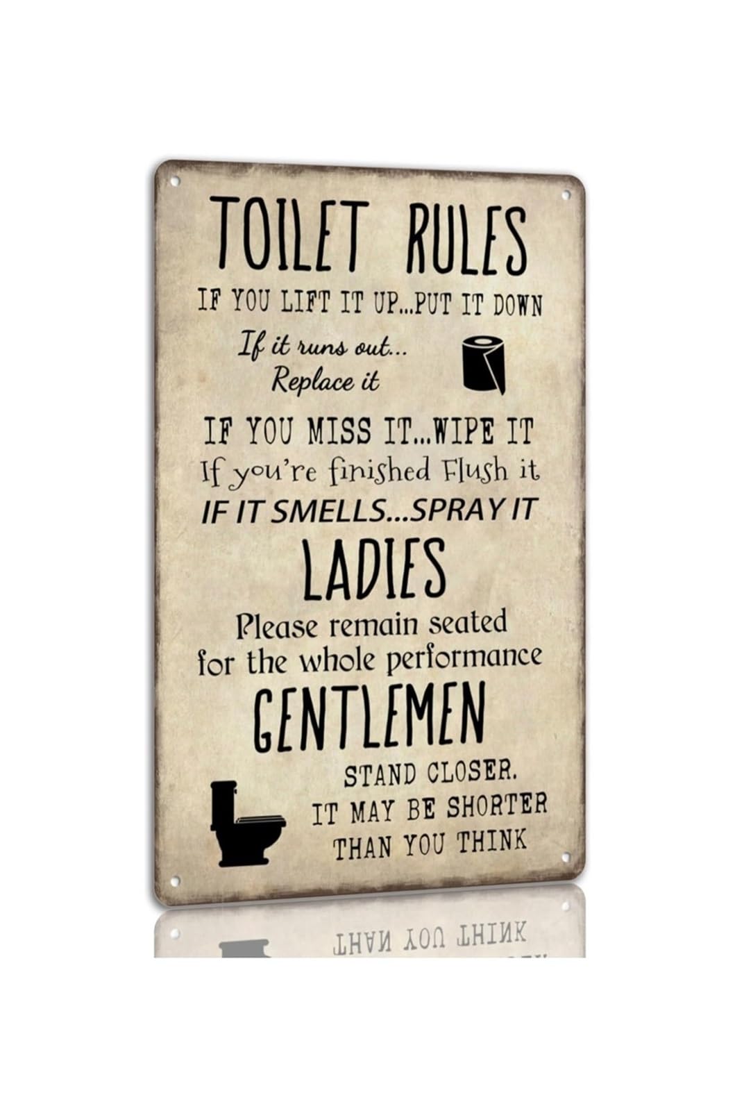 IDGTTLDF Restroom Rules Metal Tin Sign Vintage Funny Warning Sign for Cafe Office Business Bathroom Wall Decor 8 X 12 inch