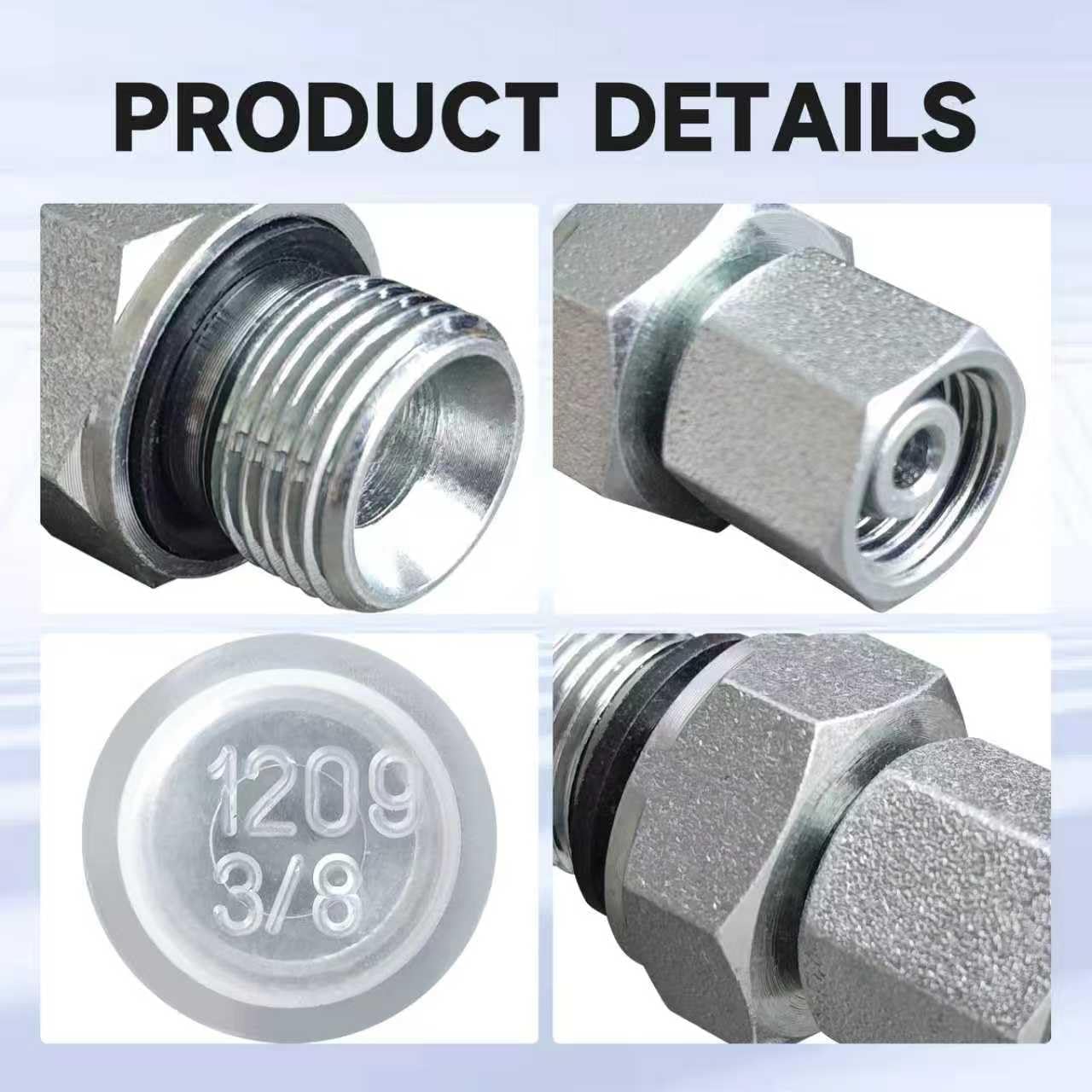 3/8-inch BSPP to DIN L08 M14x1.5, suitable for most Chinese mini excavators such as AGT