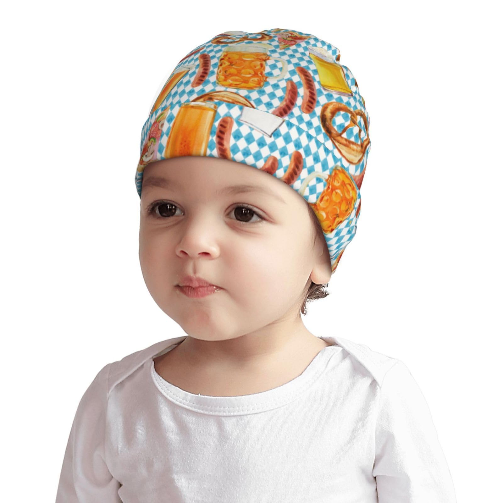 Rqzwdq Sausage Bread Pizza Pattern Kids Beanie Hats Warm Knit Beanie Cap Skull Caps Gifts Decor for Boys Girls White