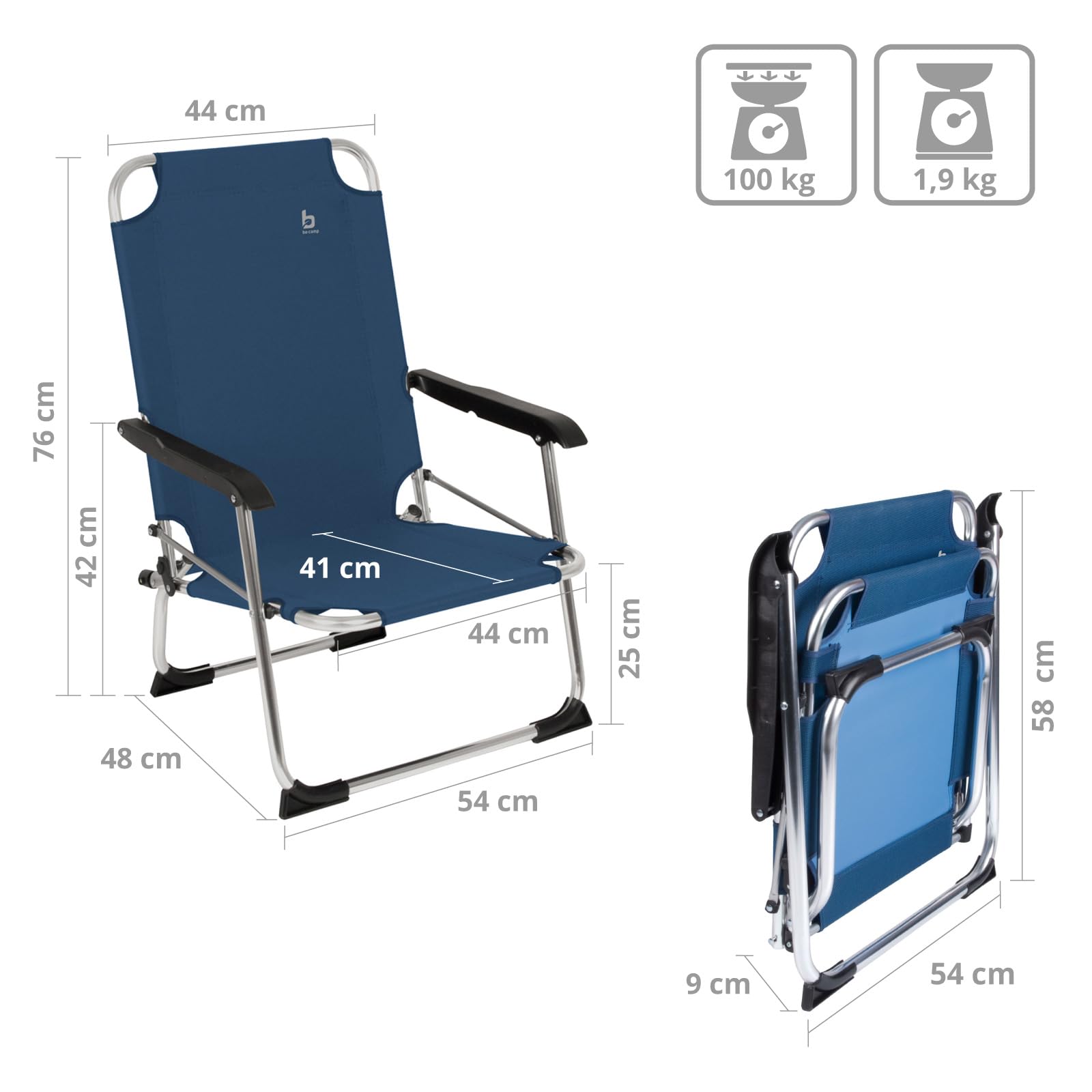 Bo-Camp - Chaise de Plage - Copa Rio - Plage - Aluminium - Océan