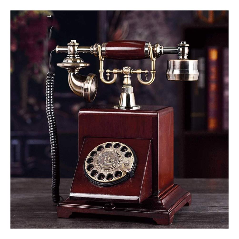 Amerykańskie antyczne staromodne telefony, lite drewno, dzwonki mechaniczne, bez użycia rąk, europejskie, wiejskie, retro, domowe, stacjonarne, biurowe, telefon stacjonarny