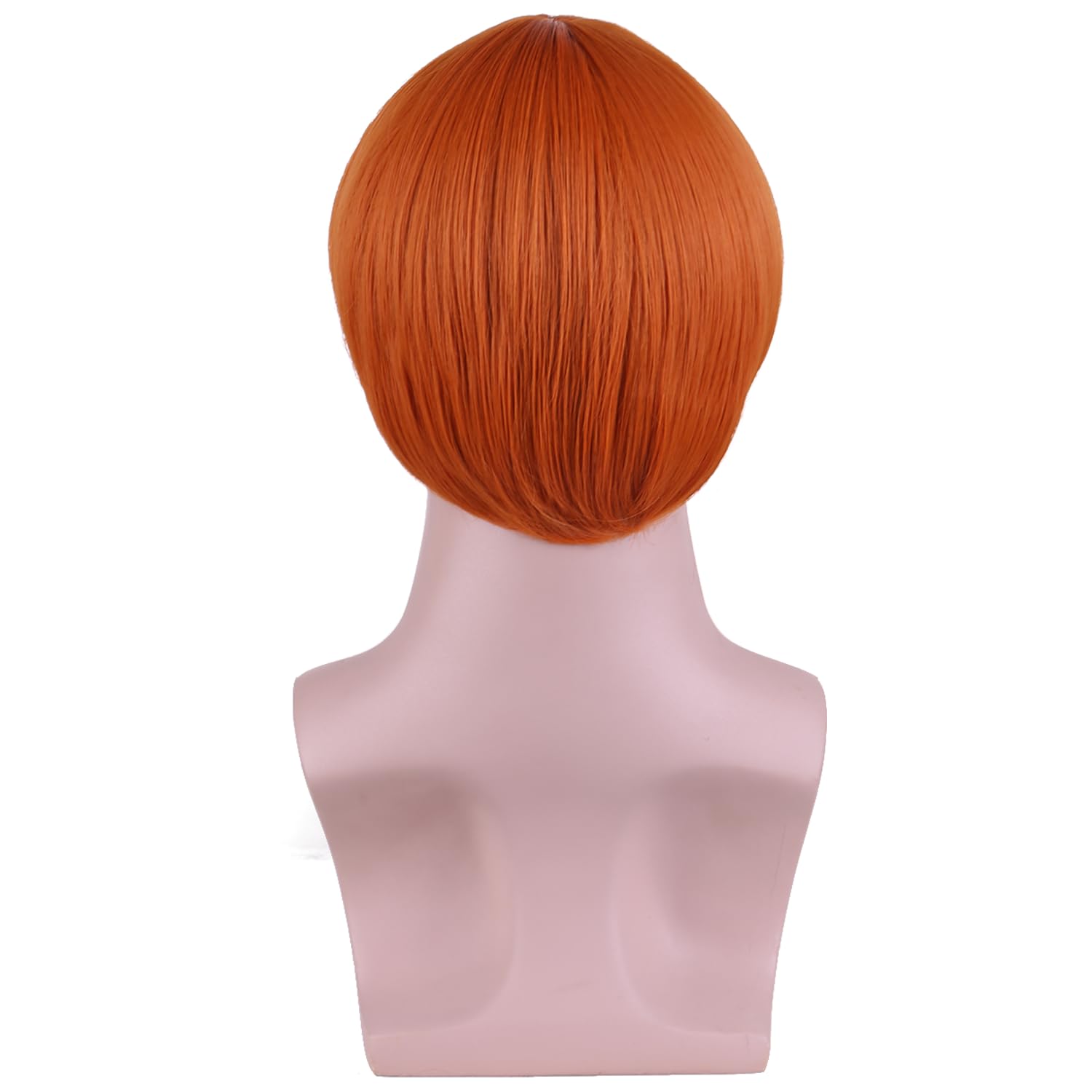 MAGQOO Short Mushroom Wig Men 60s 80s Bowl Cut Wigs Old Man Movie Party Halloween Vector Costume Anime Wig(Dark Orange)