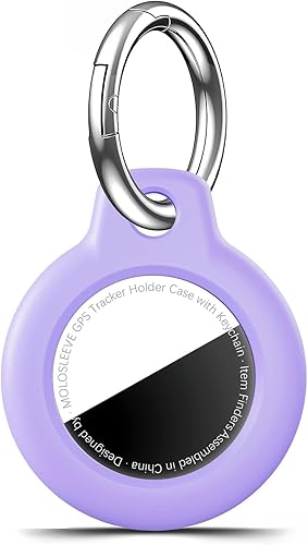 Funda para AirTag con llavero, a prueba de golpes y antiarañazos, accesorios para localizadores GPS, para bolsos y maletas, color morado