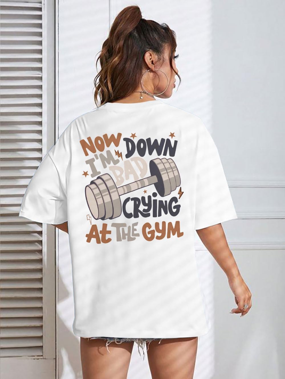 Funny Workout Shirts Women Oversized Gym Weightlifting Graphic Tshirt Everything Hurts and I'm Hungry Tee Tops - Image 3
