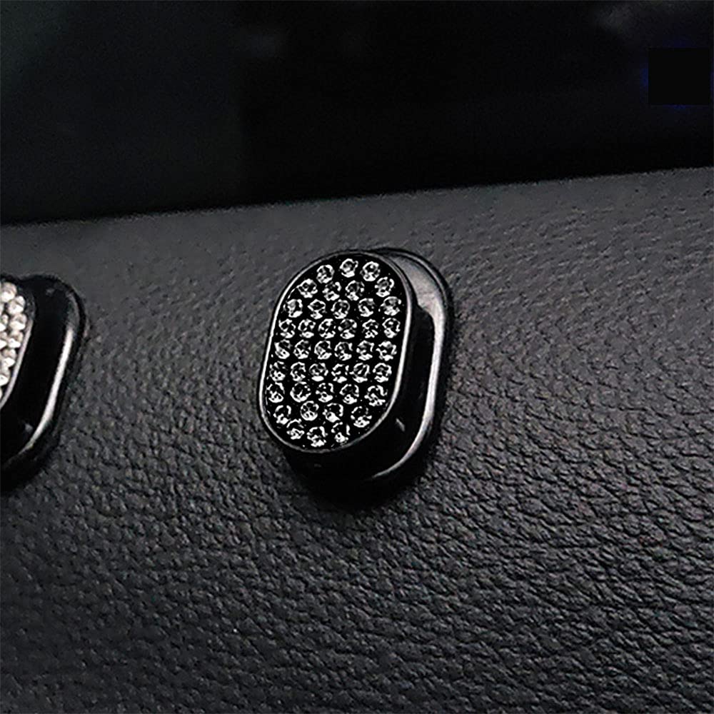 MINGZAIQIPEI Bling Car Mini Hooks, Crystal Adhesive Hook for Hat Coat Towel Key, Decorative Diamond Car Hooks Stick on Dashboard, Wall Hanging Mask Holder for Home and Car?4 Pack (Black)