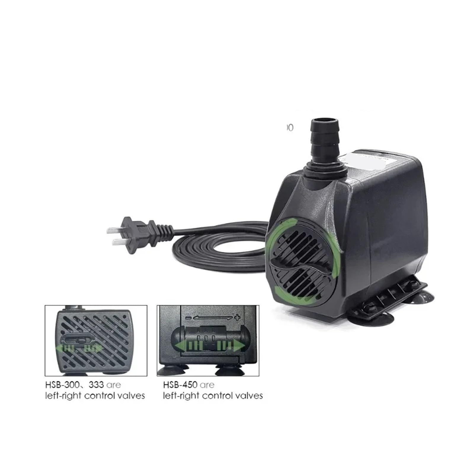 Bomba de agua para pecera Minibomba de agua sumergible de flujo ajustable for acuario, estanque y fuente al aire libre con ventosa inferior.(EU plug HSB950B)