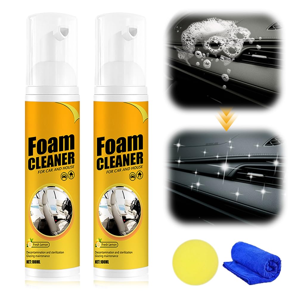 Multi-purpose Foam Cleaner, Foam Cleaner for Car, Strong Stain Remover for Cars Interior and Kitchen (2 pcs, 100 ML)