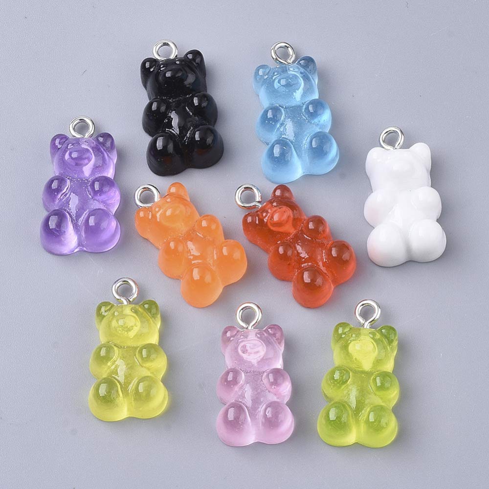 Airssory 200 Pcs Gummy Bear Resin Pendants with Loop Imitation Animal Candy Charms Bulk for Jewelry Keyrings Making - 20.5~22.5mm